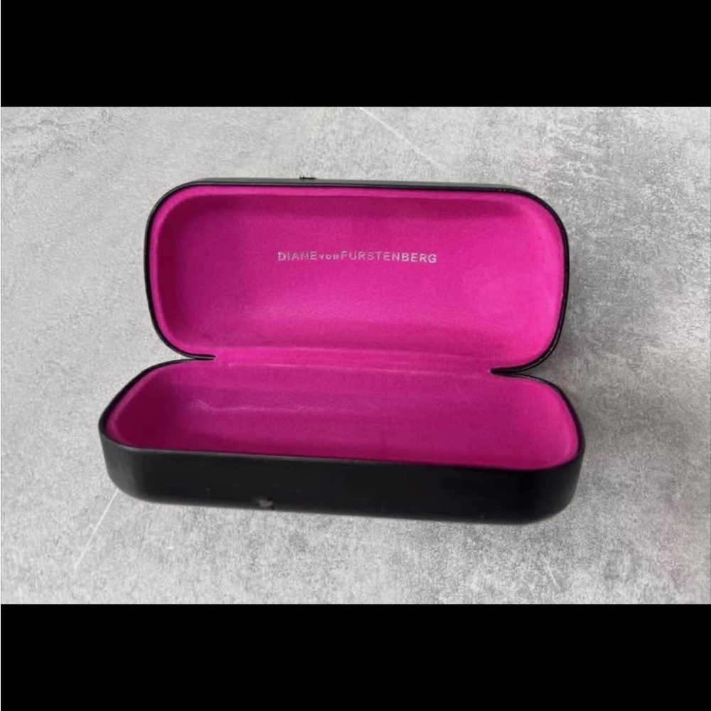 Diane Von Furstenberg Black Case with Pink Interior